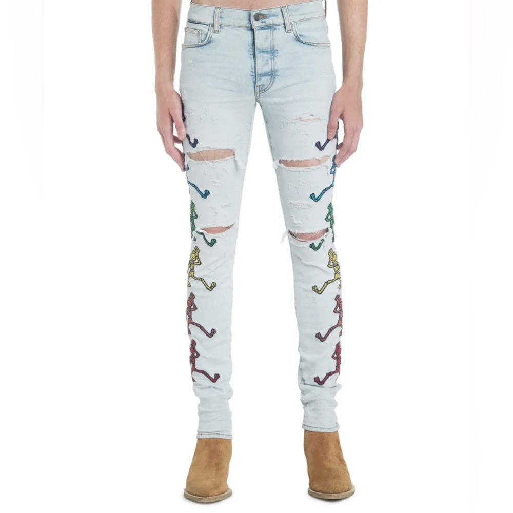 AMIRI Blue Grateful Dead Embroidery Jeans